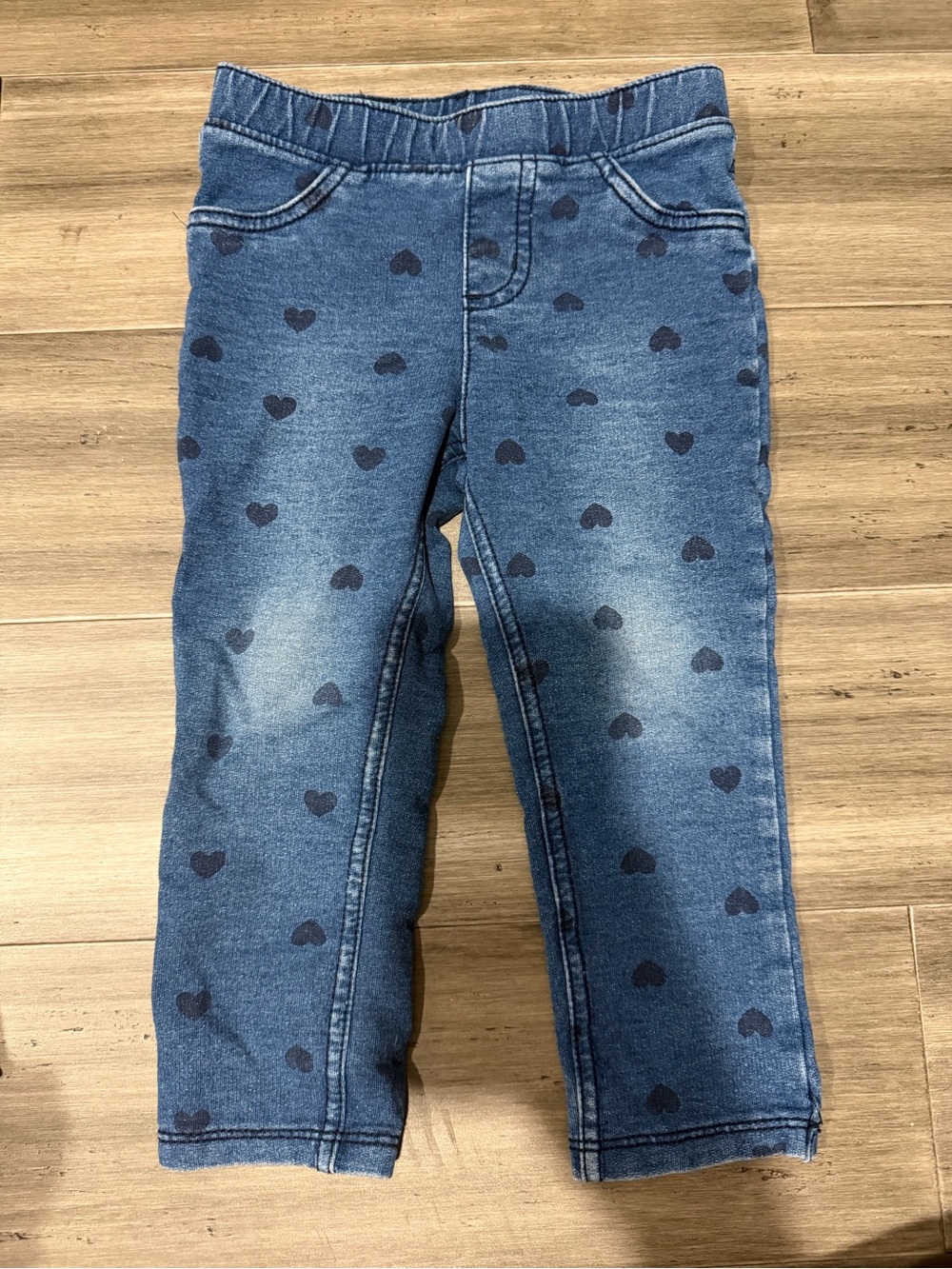 jumping beans Navy Heart-Print Denim-Look Leggings